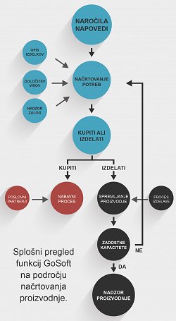Slika 1: Splošen pregled funkcij GoSoft-2000 na področju načrtovanja proizvodnje